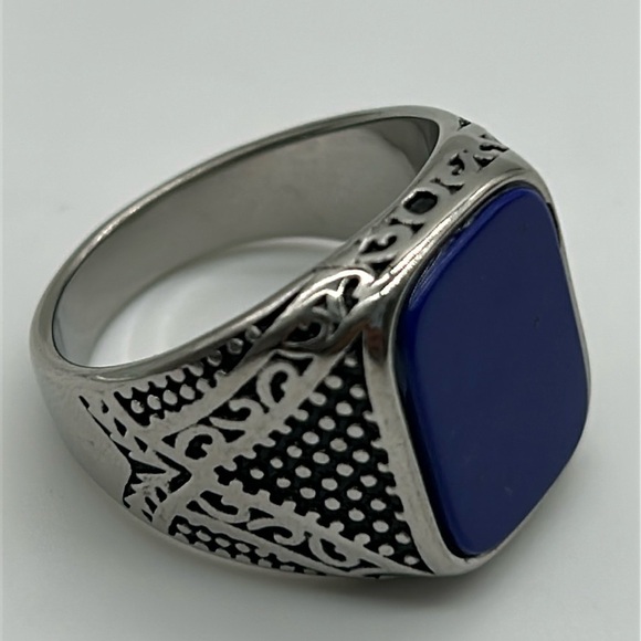 2344- Lapis Lazuli Natural Gemstone Handmade Men's Ring Size 12.5 NWT - Picture 1 of 9